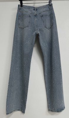 Modieus Strass Verfraaiingen Rechte gesneden jeans voor opvallende fashionabele look