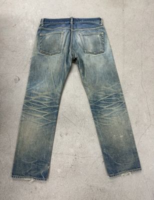 Lichte was denim onderkant met zware stress voor een robuuste vintage look