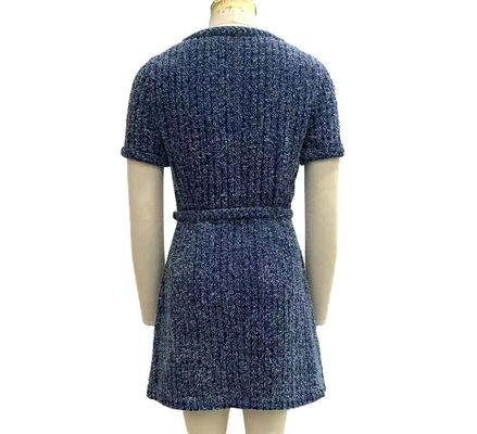 Geweven tweed gebreide stoffen jeans jurk voor een chique vintage geïnspireerde look