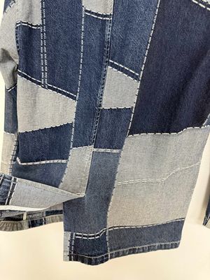 Trendy Jacquard Elements Denim Blazer voor een stoere en stijlvolle look