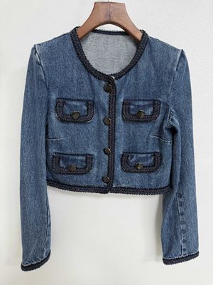 Gewassen Denim Blazer Outfit Jeans Blazer met een textuurde high-end look