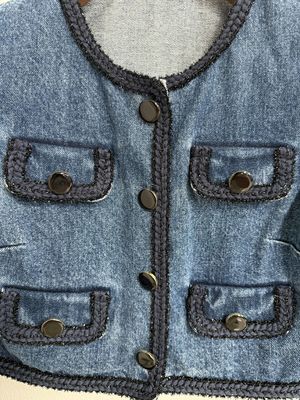 Gewassen Denim Blazer Outfit Jeans Blazer met een textuurde high-end look