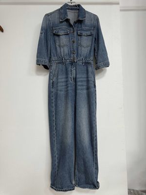 Premium denim lange mouwen werkkleding geïnspireerd jumpsuit