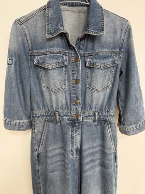 Premium denim lange mouwen werkkleding geïnspireerd jumpsuit